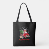 メリークリスマスヴィンテージワゴンレッドトラックツリークリスマス トートバッグ (裏面)