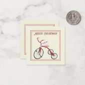 メリークリスマスヴィンテージ三輪車ジョイギフト ノートカード (正面/裏面インサイチュ)