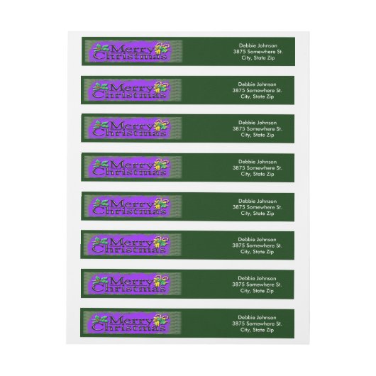 メリークリスマスヴィンテージ周回住所 シール ラップアラウンド宛名ラベル (シート)