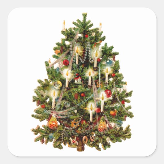 メリークリスマスヴィンテージ封筒用シールシール スクエアシール (正面)