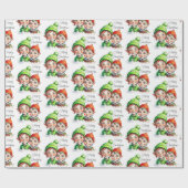 メリークリスマスヴィンテージ水カラー小妖精や小人 ラッピングペーパー (フラット)