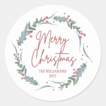メリークリスマスヴィンテージ水彩リース