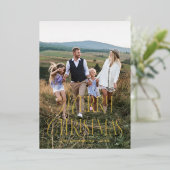 メリークリスマスヴィンテージ渦巻写真 箔シーズンカード (立ち正面)