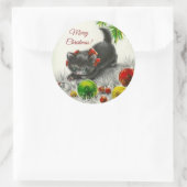 メリークリスマスヴィンテージ猫 ラウンドシール (バッグ)