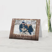 メリークリスマスヴィンテージ素朴ウッド写真 シーズンカード (正面)