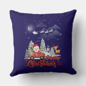 メリークリスマスヴィンテージ赤サンタートラックギフト クッション (裏面)