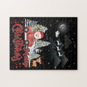 メリークリスマスヴィンテージ赤サンタートラックギフト ジグソーパズル (横)