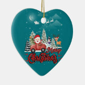 メリークリスマスヴィンテージ赤サンタートラックギフト セラミックオーナメント (右)