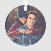 メリークリスマスヴィンテージ赤トラック家族写真 オーナメント (裏面)