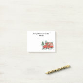 メリークリスマスヴィンテージ赤トラック水色 ポストイット (デスク上)