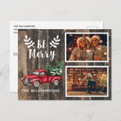 メリークリスマスヴィンテージ赤トラック2枚 シーズンポストカード (正面/裏面)