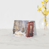 メリークリスマスヴィンテージ電話ブース カード (黄色い花)