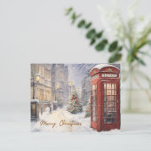 メリークリスマスヴィンテージ電話ブース シーズンポストカード (スタンド正面)