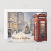 メリークリスマスヴィンテージ電話ブース シーズンポストカード (正面/裏面)