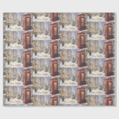 メリークリスマスヴィンテージ電話ブース ラッピングペーパー (フラット)