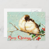 メリークリスマスヴィンテージ鳥はがき シーズンポストカード (正面/裏面)