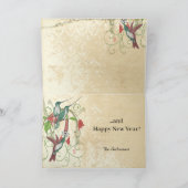 メリークリスマスヴィンテージ鳥家族の写真 シーズンカード (内部)