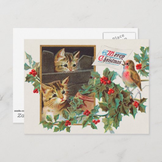 メリークリスマスヴィンテージ1911イラストレーション ポストカード (正面/裏面)