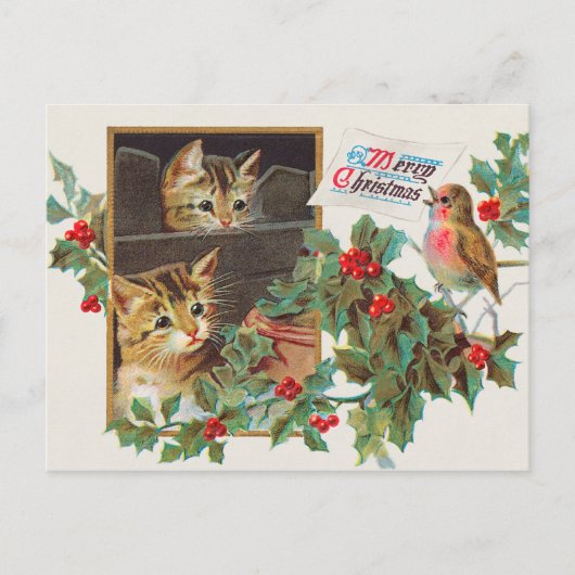 メリークリスマスヴィンテージ1911イラストレーション ポストカード (正面)