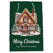 メリークリスマス不動産カンパニー グリーンカスタム ミディアムペーパーバッグ (正面)