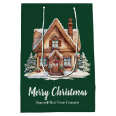 メリークリスマス不動産会社グリーンカスタム ミディアムペーパーバッグ (裏面)