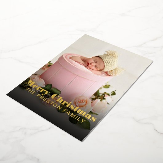 メリークリスマス両面フォトクリスマス 箔シーズンカード (回転した状態)