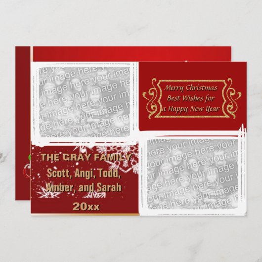 メリークリスマス両面3フォトホリデーカード シーズンカード (正面/裏面)
