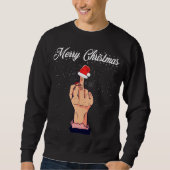 メリークリスマス中指粗野なクリスマス醜い スウェットシャツ (正面)