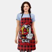 メリークリスマス中指 エプロン (着用した状態)