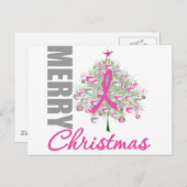 メリークリスマス乳癌ピンクリボンリース シーズンポストカード (正面/裏面)