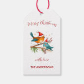 メリークリスマス二羽の愛鳥 ギフトタグ (正面)