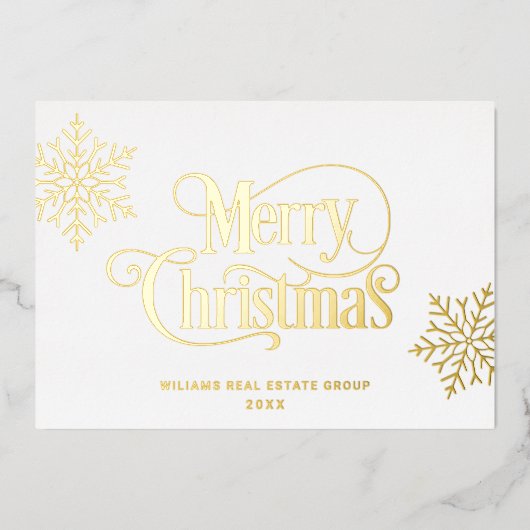 メリークリスマス企業のの挨拶金ゴールド 箔シーズンカード (正面)