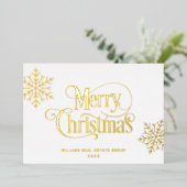 メリークリスマス企業のの挨拶金ゴールド 箔シーズンカード (立ち正面)