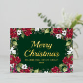 メリークリスマス企業のの挨拶金ゴールド 箔シーズンカード (立ち正面)