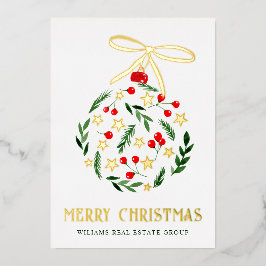 メリークリスマス企業のの挨拶金ゴールド 箔シーズンカード