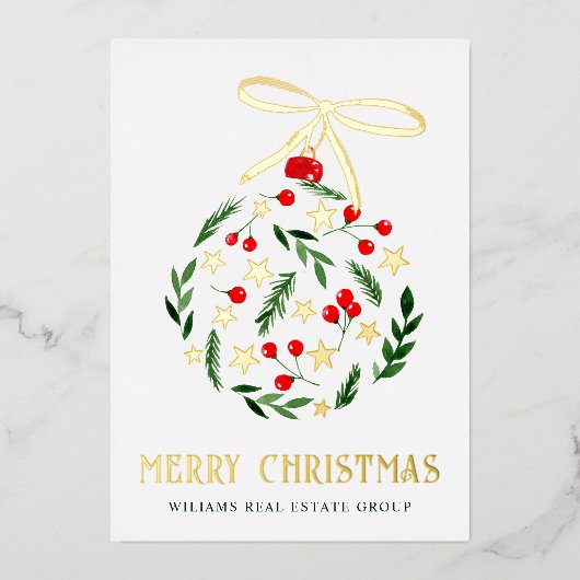 メリークリスマス企業のの挨拶金ゴールド 箔シーズンカード (正面)