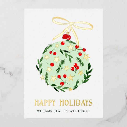 メリークリスマス企業のの挨拶金ゴールド 箔シーズンカード (正面)