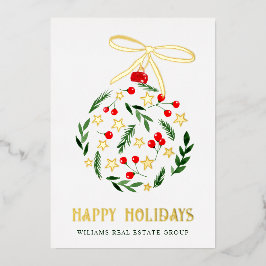 メリークリスマス企業のの挨拶金ゴールド 箔シーズンカード