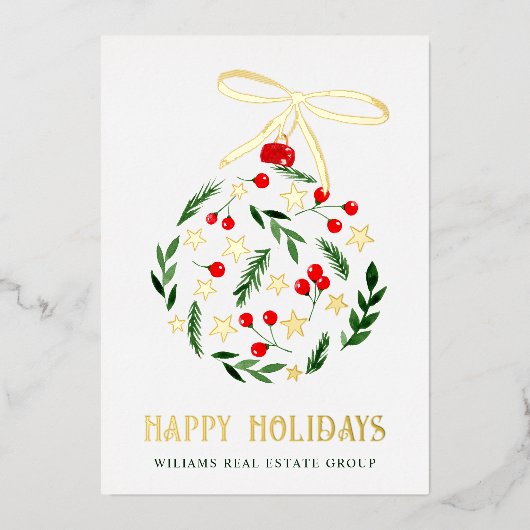 メリークリスマス企業のの挨拶金ゴールド 箔シーズンカード (正面)