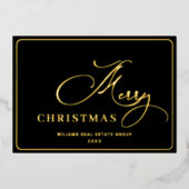 メリークリスマス企業のの挨拶金ゴールド 箔シーズンカード (正面)