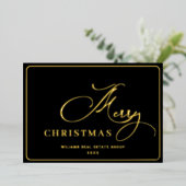メリークリスマス企業のの挨拶金ゴールド 箔シーズンカード (立ち正面)