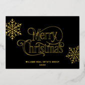 メリークリスマス企業のの挨拶金ゴールド 箔シーズンカード (正面)