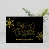 メリークリスマス企業のの挨拶金ゴールド 箔シーズンカード (立ち正面)