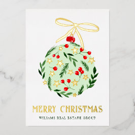 メリークリスマス企業のの挨拶金ゴールド 箔シーズンカード