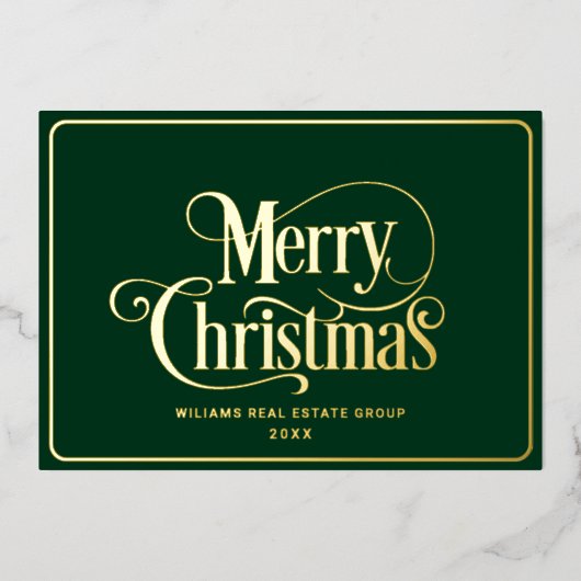 メリークリスマス企業のの挨拶金ゴールド 箔シーズンカード (正面)