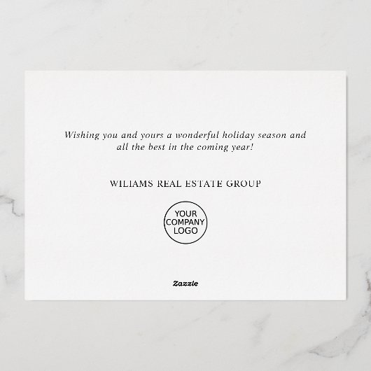 メリークリスマス企業のの挨拶金ゴールド 箔シーズンカード (裏面)