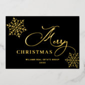 メリークリスマス企業のの挨拶金ゴールド 箔シーズンカード (正面)