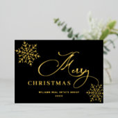 メリークリスマス企業のの挨拶金ゴールド 箔シーズンカード (立ち正面)