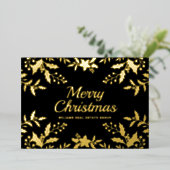 メリークリスマス企業のの挨拶金ゴールド 箔シーズンカード (立ち正面)