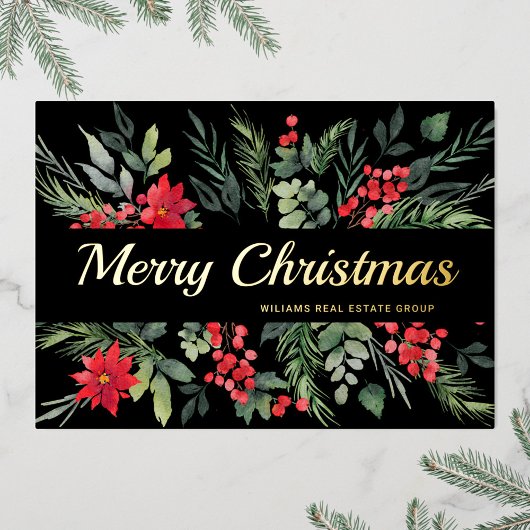 メリークリスマス企業のの挨拶金ゴールド 箔シーズンカード